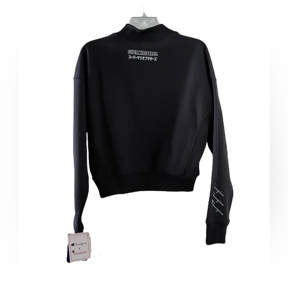 Champion x Nintendo Super Mario Bros Reverse Weave Logo Mockneck Crop Sweatshirt - Picture 3 of 6